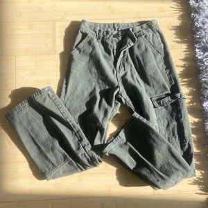 Green straight leg jeans